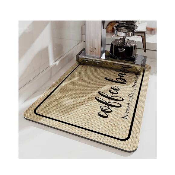 Rubber Backed Quick Drying Coffee Mat for Kitchen Counter-Coffee Bar (19x12) - Picture 1 of 8